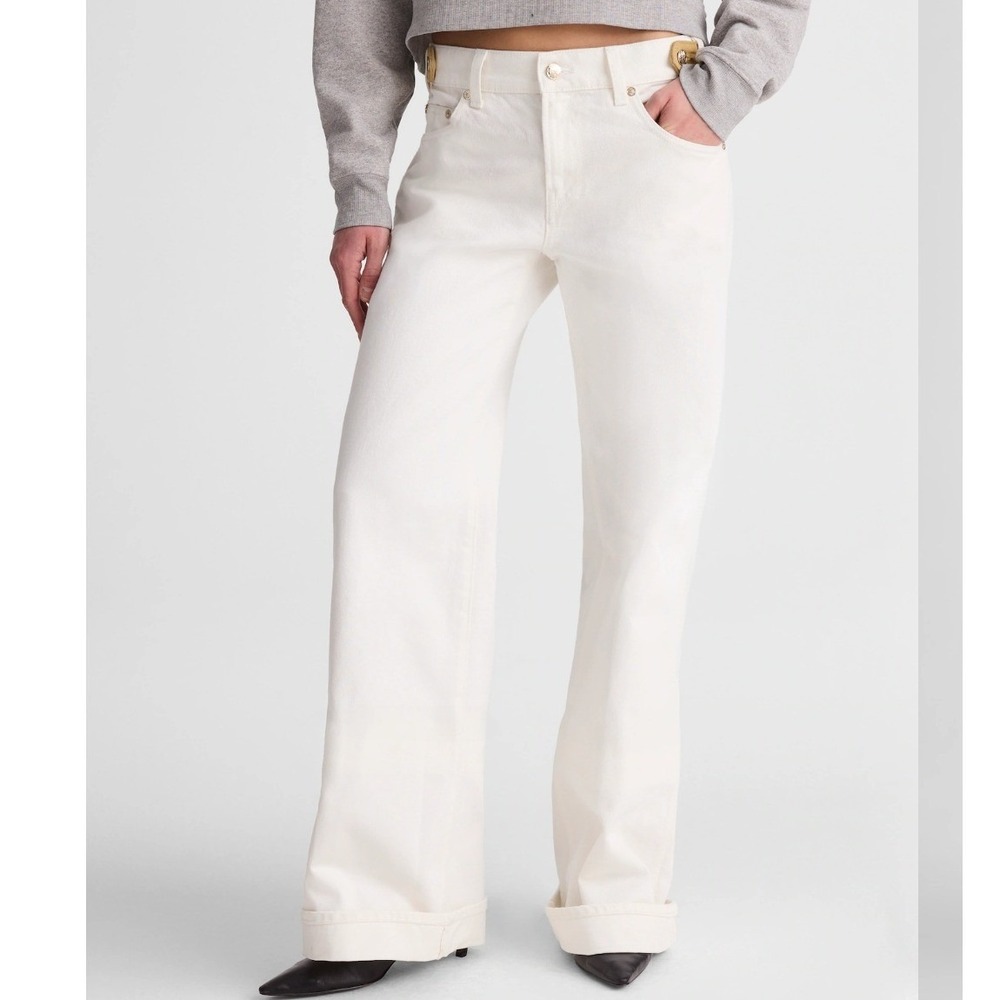 Madewell x Benjamin Talley Smith The Coolidge Low Rise Wide Leg White Jeans 29
